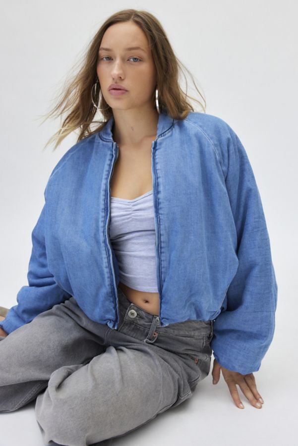 Slide View: 1: AFRM Billie Padded Denim Bomber Jacket