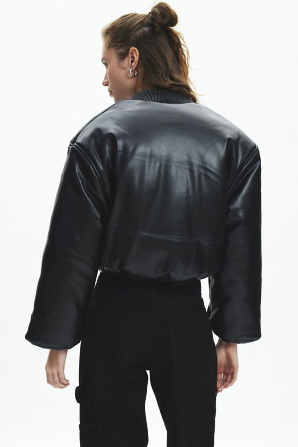 Slide View: 4: BLANKNYC Bold Blend Faux Leather Cropped Bomber Jacket