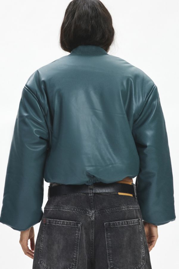 Slide View: 4: BLANKNYC Lime Light Faux Leather Cropped Bomber Jacket