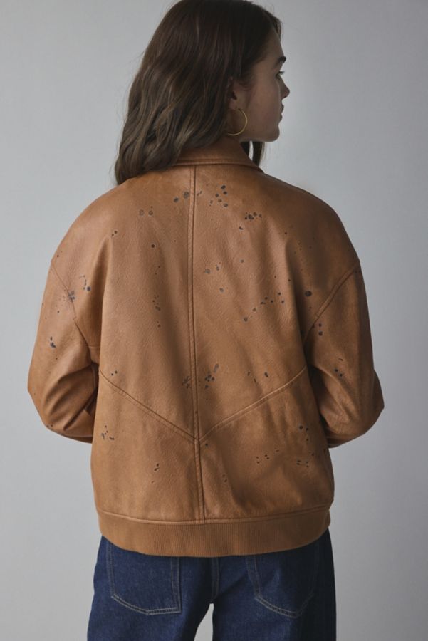 Slide View: 4: Silence + Noise Painterly Faux Leather Jacket