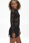 Thumbnail View 4: Motel Sevila Velvet Floral Sheer Mesh Mini Dress