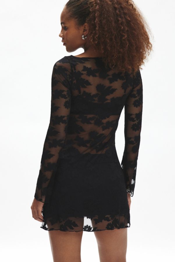 Slide View: 5: Motel Sevila Velvet Floral Sheer Mesh Mini Dress