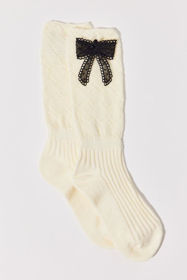 Slide View: 2: 3D Bow Crew Sock