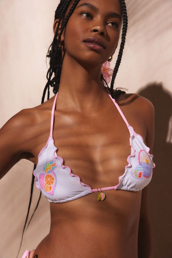 Slide View: 1: Kulani Kinis Cutie Frutti Lettuce Edge Bralette Bikini Top