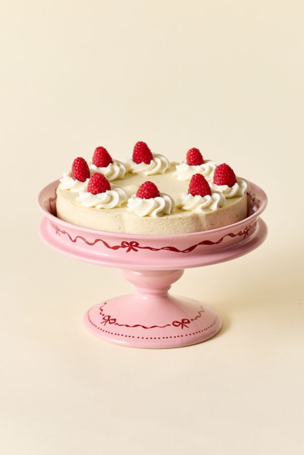 Slide View: 1: Allover Bow Ceramic Cake Stand