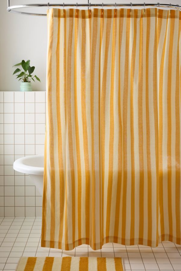 Slide View: 1: Awning Stripe Patterned Shower Curtain