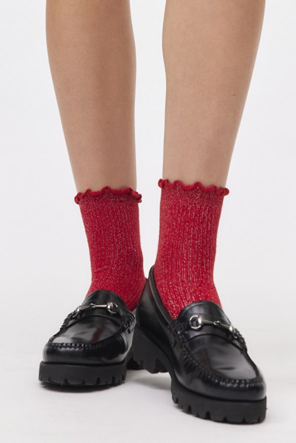 Slide View: 1: Shimmer Ruffle Sock