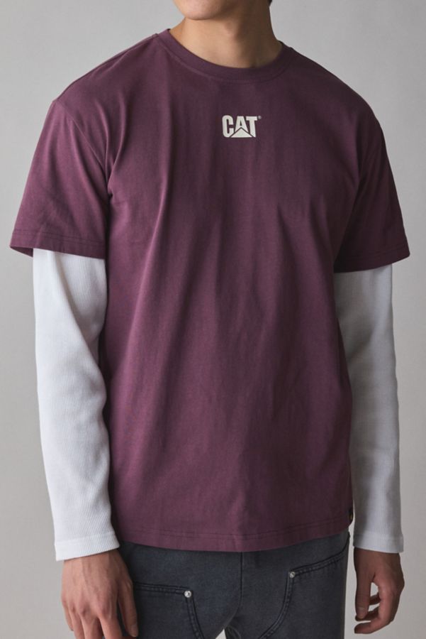 Slide View: 1: CAT Classic Logo Double Layer Long Sleeve Tee