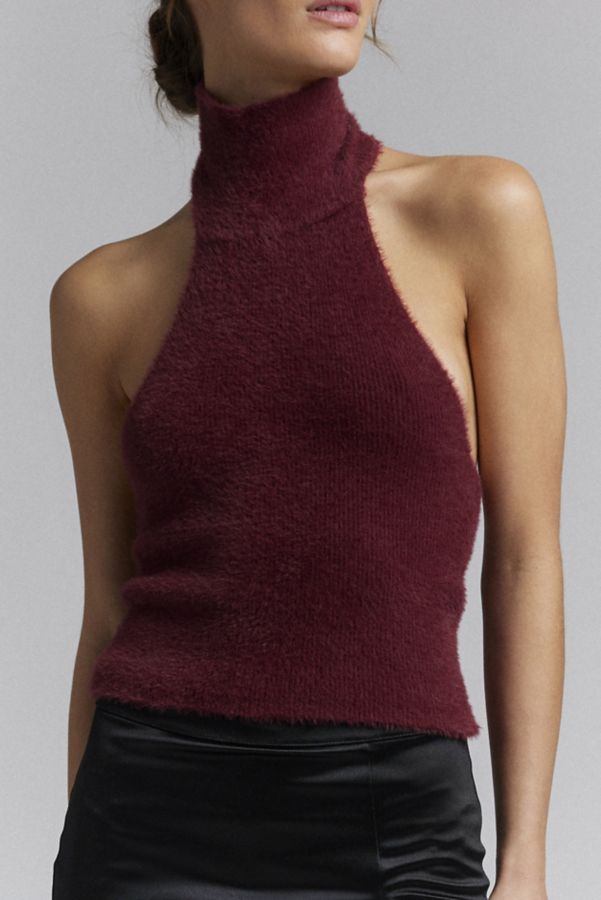 Slide View: 1: Silence + Noise Selena Eyelash Mockneck Halter Sweater