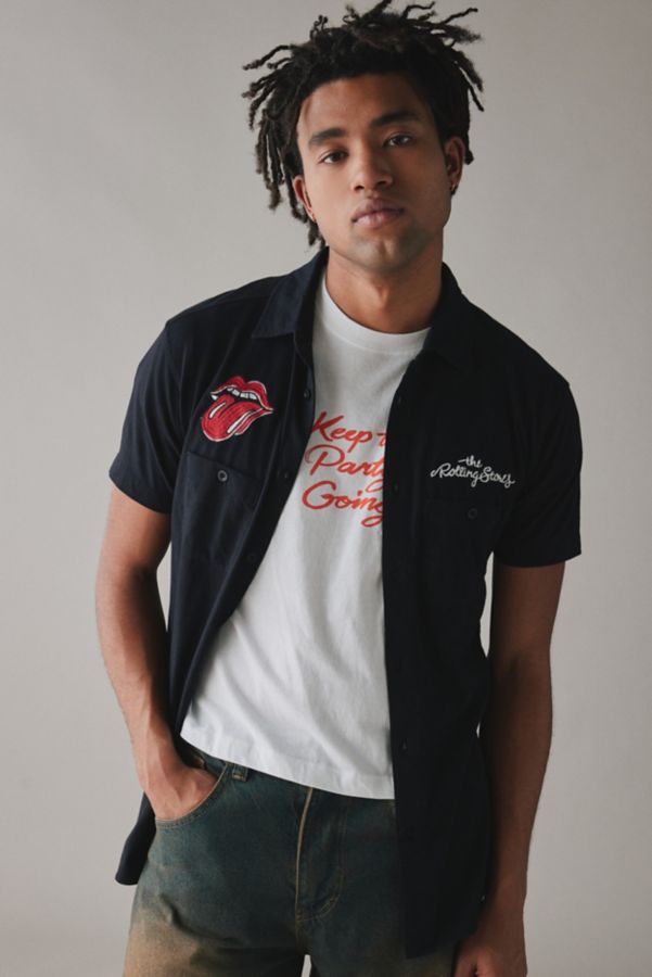 Slide View: 2: American Needle The Rolling Stones Embroidered Short Sleeve Button-Down Shirt