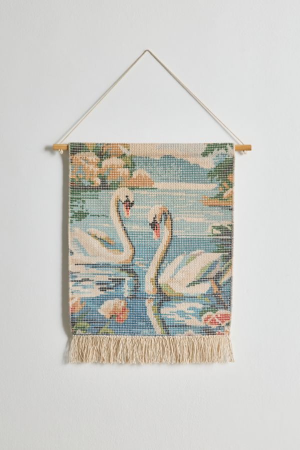 Slide View: 2: Swans Woven Wall Hanging