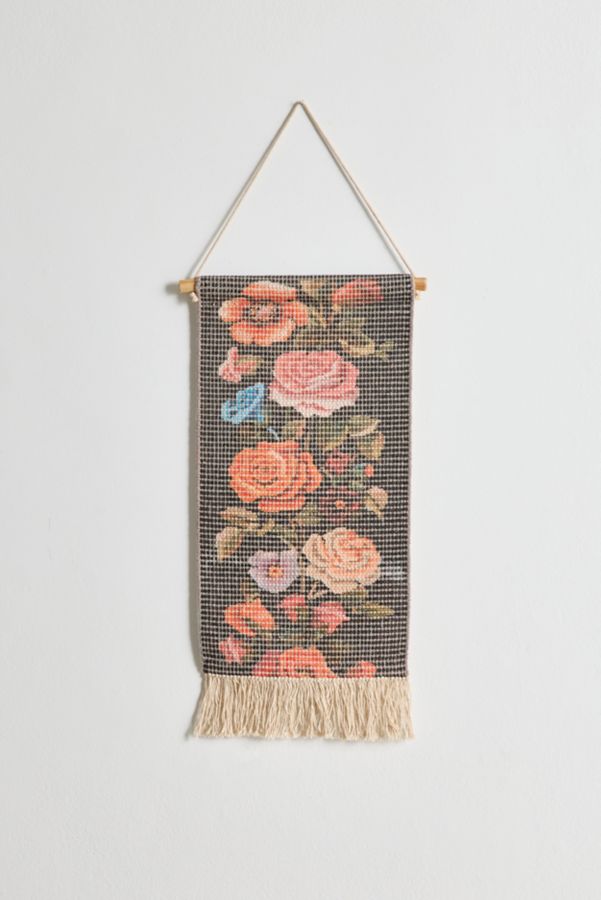 Slide View: 2: Roses Woven Column Wall Hanging