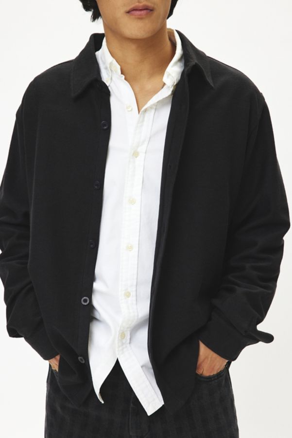 Slide View: 1: Standard Cloth Knit Button-Down Overshirt