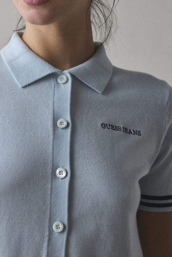 Slide View: 2: GUESS JEANS Collared Short Sleeve Polo Cardigan