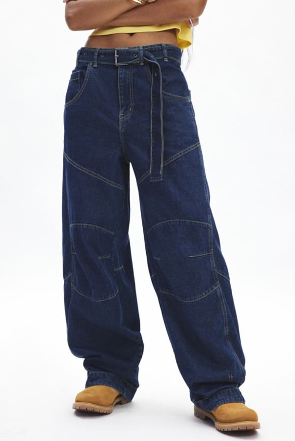 Slide View: 1: BDG Echo Baggy Belted Cargo Jean