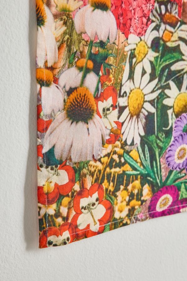 Slide View: 4: Collage Blooms Floral Mushroom Printed Tapestry