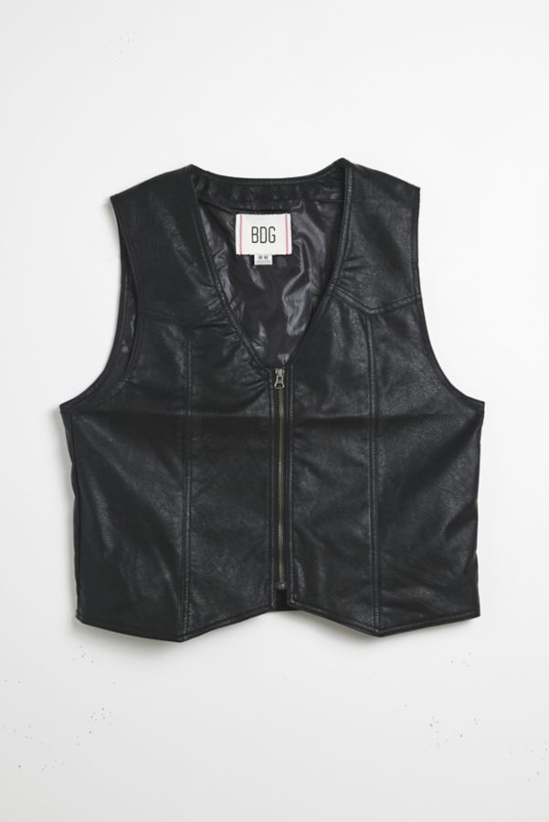 Slide View: 2: BDG Faux Leather Riding Vest