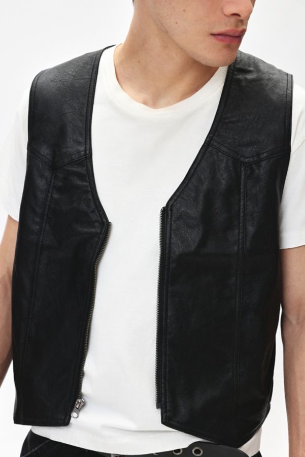 Slide View: 5: BDG Faux Leather Riding Vest