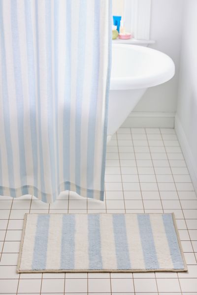 Awning Stripe Plush Printed Bath Mat