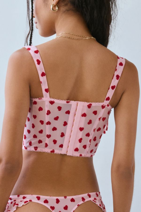 Slide View: 4: Haut Corset en Maille Floquée Lovey Dovey Hearts Out From Under