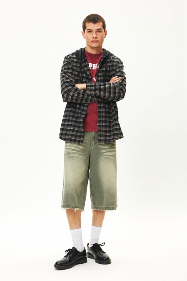 Slide View: 1: Urban Renewal Remade Hooded Heavy Flannel Long Sleeve Shirt