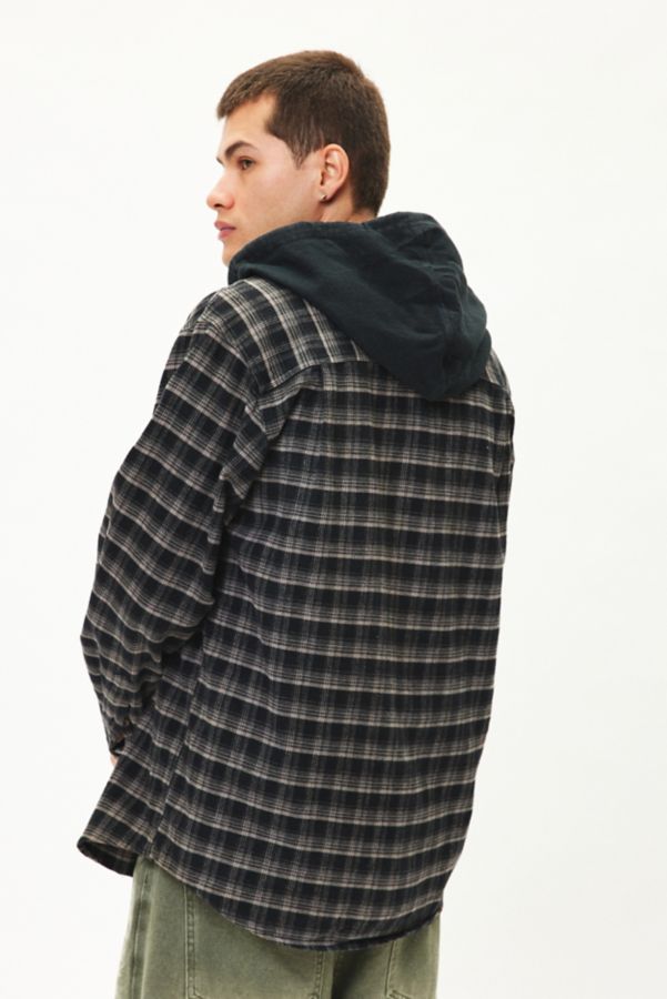 Slide View: 4: Urban Renewal Remade Hooded Heavy Flannel Long Sleeve Shirt