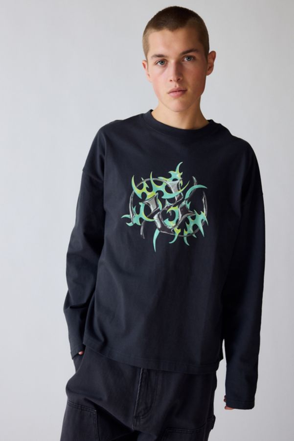 Slide View: 1: UO Crypto Graphic Long Sleeve Tee