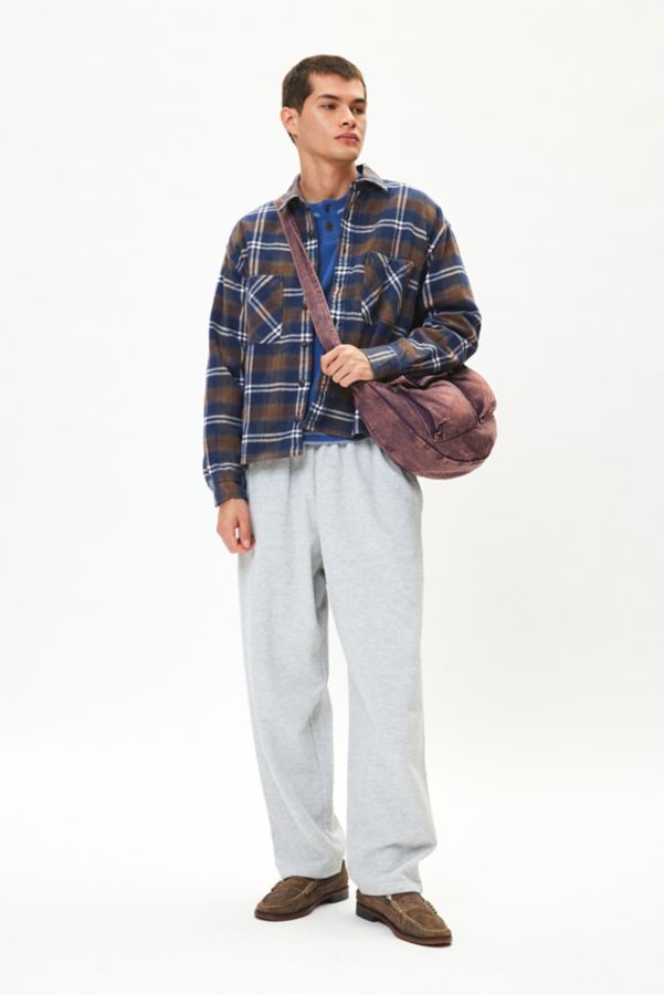 Slide View: 1: Urban Renewal Remade Cropped Heavy Flannel Long Sleeve Shirt