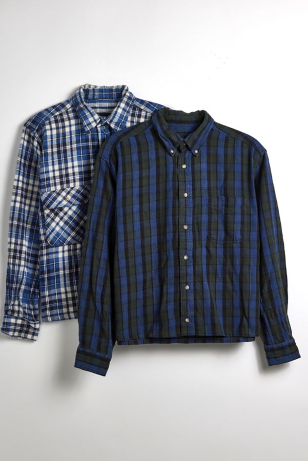 Slide View: 2: Urban Renewal Remade Cropped Heavy Flannel Long Sleeve Shirt