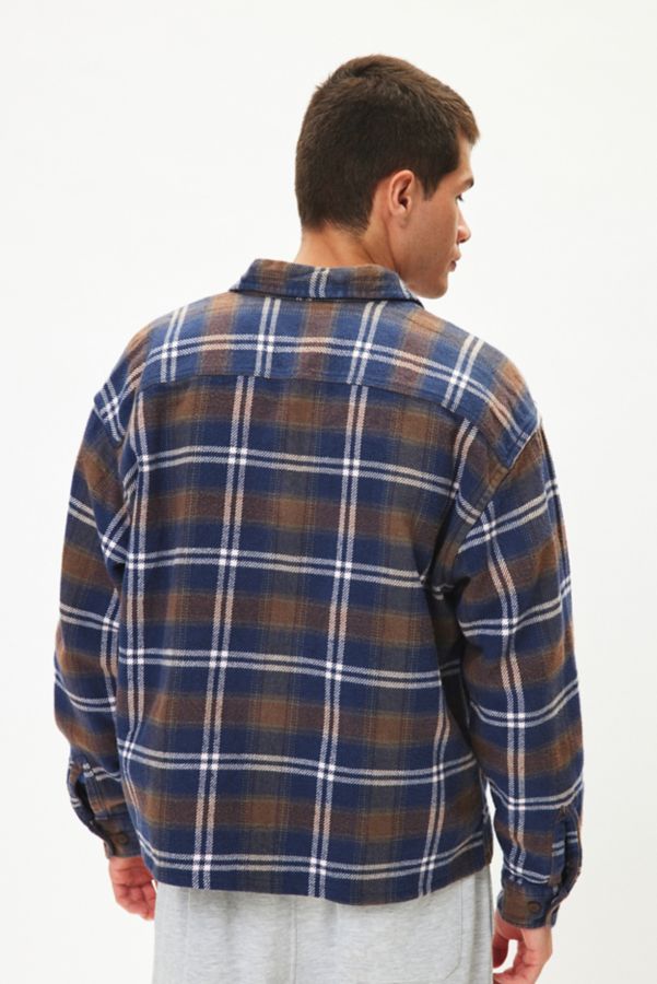 Slide View: 4: Urban Renewal Remade Cropped Heavy Flannel Long Sleeve Shirt