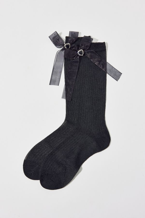 Slide View: 2: Gem Bow Shimmer Tall Sock