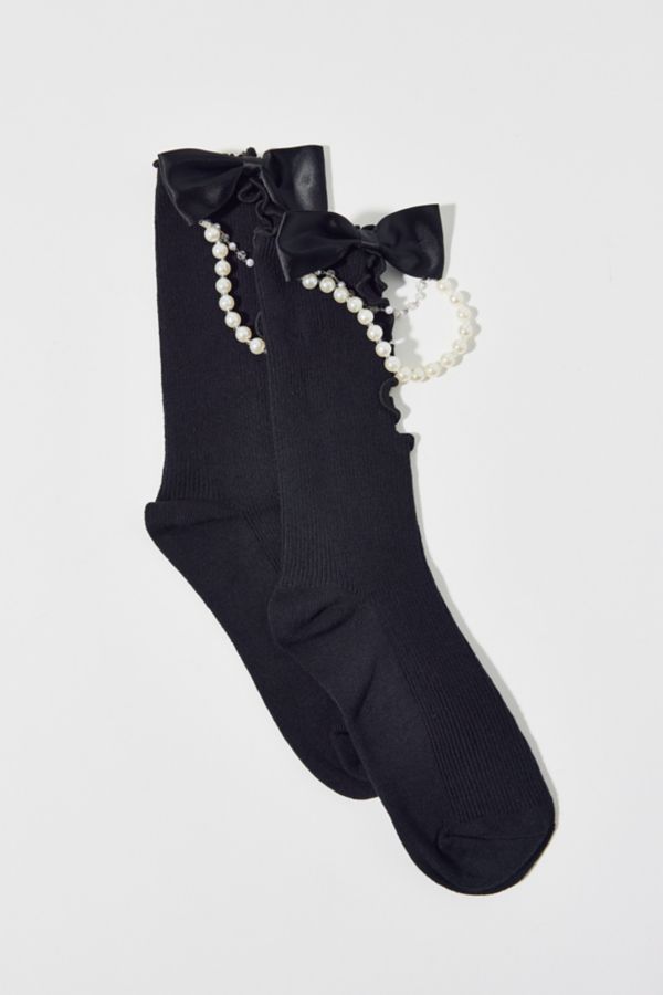 Slide View: 2: Pearl Chain Cutout Sock