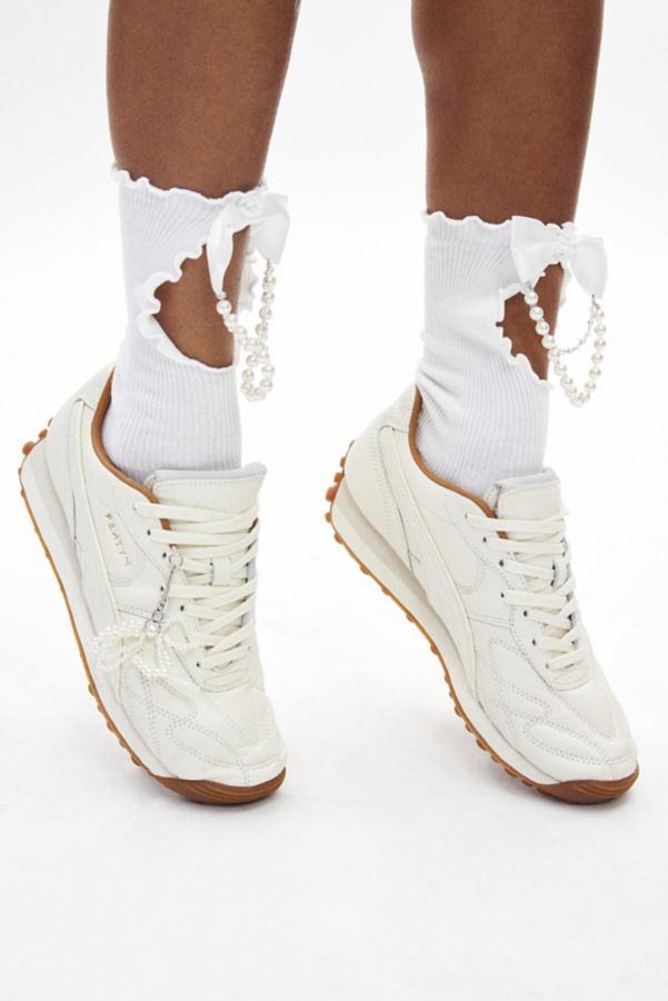 Slide View: 1: Pearl Chain Cutout Statement Sock