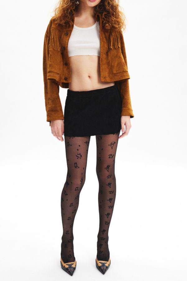 Slide View: 2: Western Icons Printed Sheer Tights