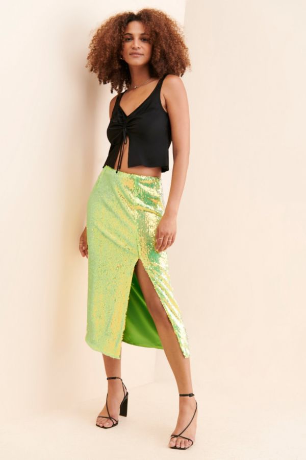 Slide View: 1: Glamorous Sequin Midi Skirt