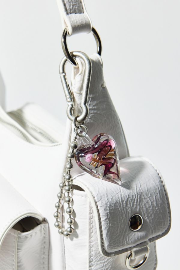 Slide View: 1: Glass Heart Keychain