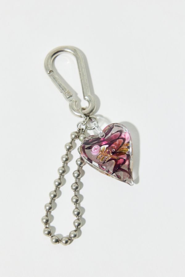 Slide View: 2: Glass Heart Keychain