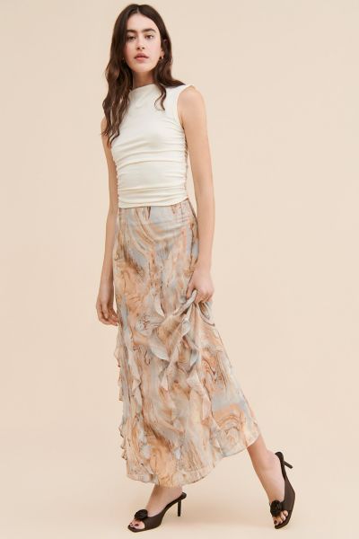 Moon River Ruffle Detail Maxi Skirt