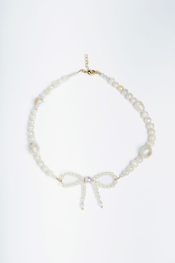 Slide View: 2: Tootsie Jewelry Bowtie Pearl Necklace