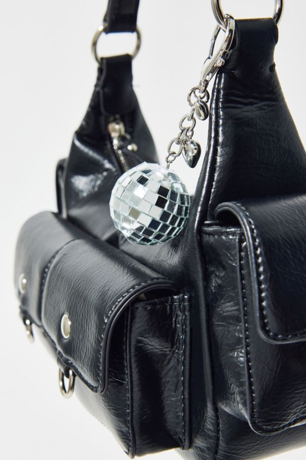 Slide View: 1: Mirrored Disco Ball Charm Keychain