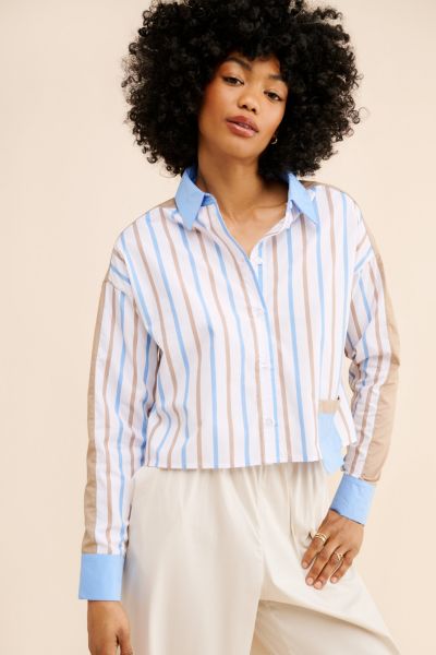 Noisy May Mixed Stripe Buttondown Shirt