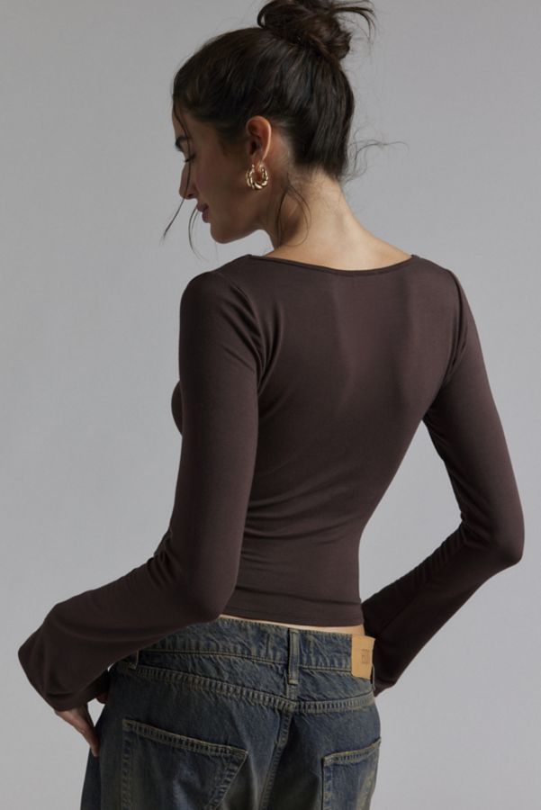 Slide View: 2: Silence + Noise Kaia Strappy V-Neck Long Sleeve Top