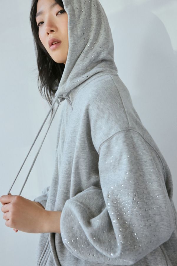 Slide View: 3: Out From Under Merrick Shine Embellished Zip-Up Hoodie Sweatshirt