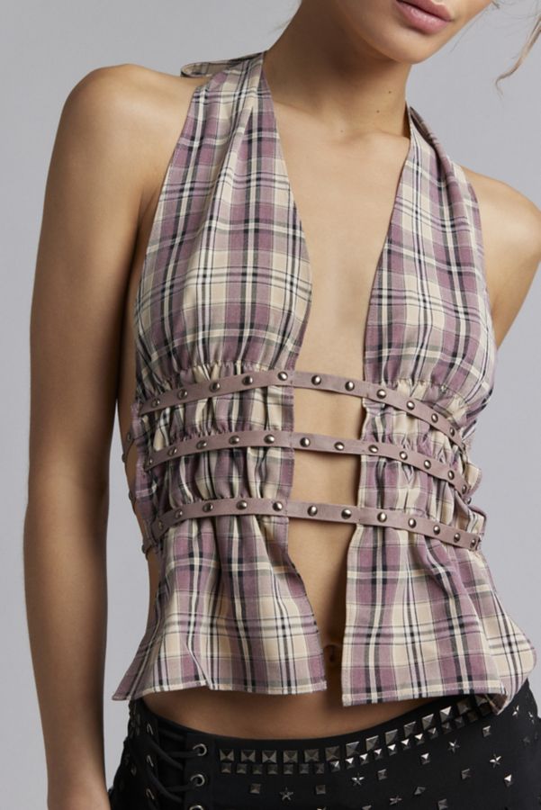 Slide View: 1: Jaded London Checked Out Backless Halter Top