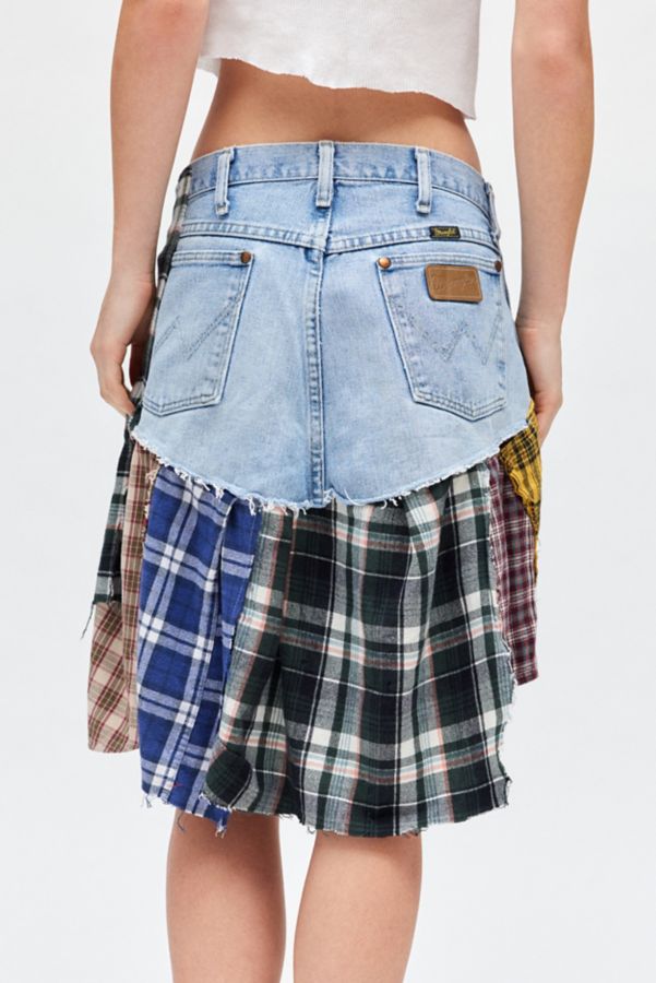 Slide View: 5: Urban Renewal Remade Spliced Flannel Denim Mini Skirt