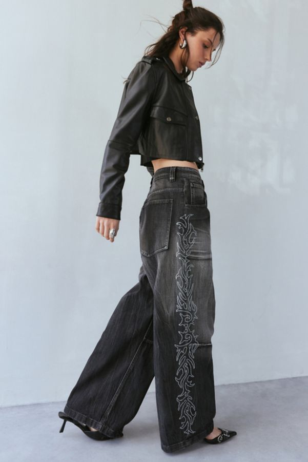 Slide View: 2: Jaded London Diamante Western Colossus Baggy Jean