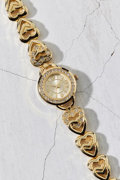 Rhinestone Double Hearts Chain Watch