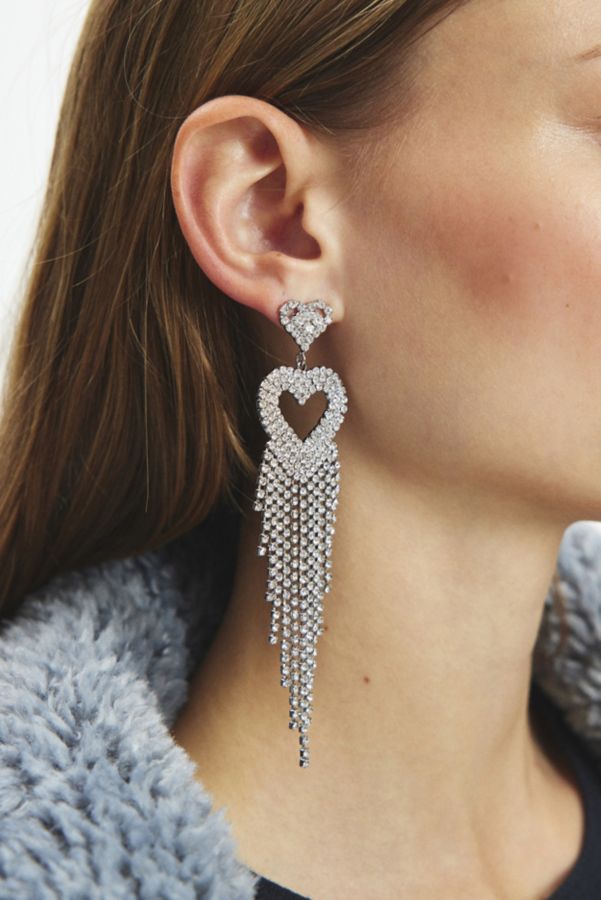 Slide View: 1: Fiona Rhinestone Heart Chandelier Earring