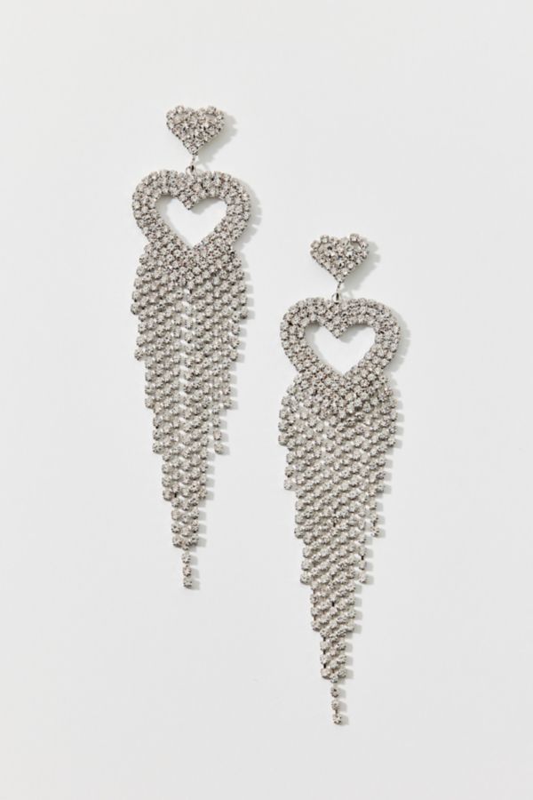 Slide View: 2: Fiona Rhinestone Heart Chandelier Earring