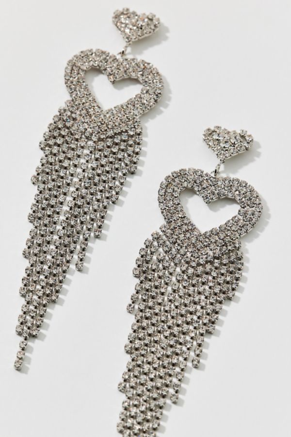 Slide View: 3: Fiona Rhinestone Heart Chandelier Earring